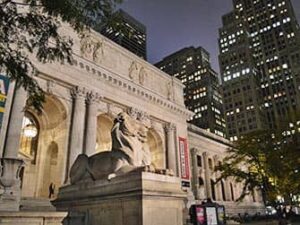 Public Library by night in New York