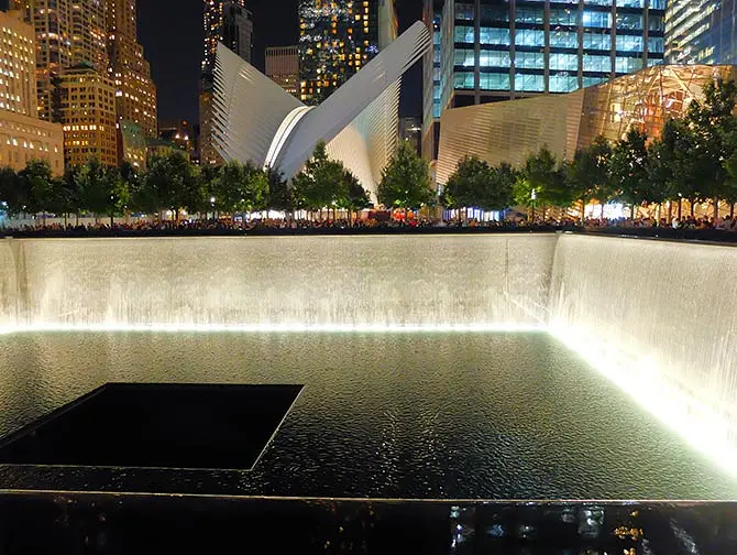 9/11 Memorial by night in New York