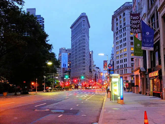 Flatiron Building in New York At Night