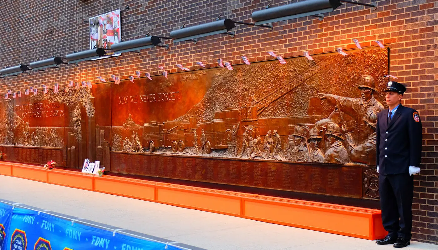 911 Memorial in New York - FDNY Memorial Wall