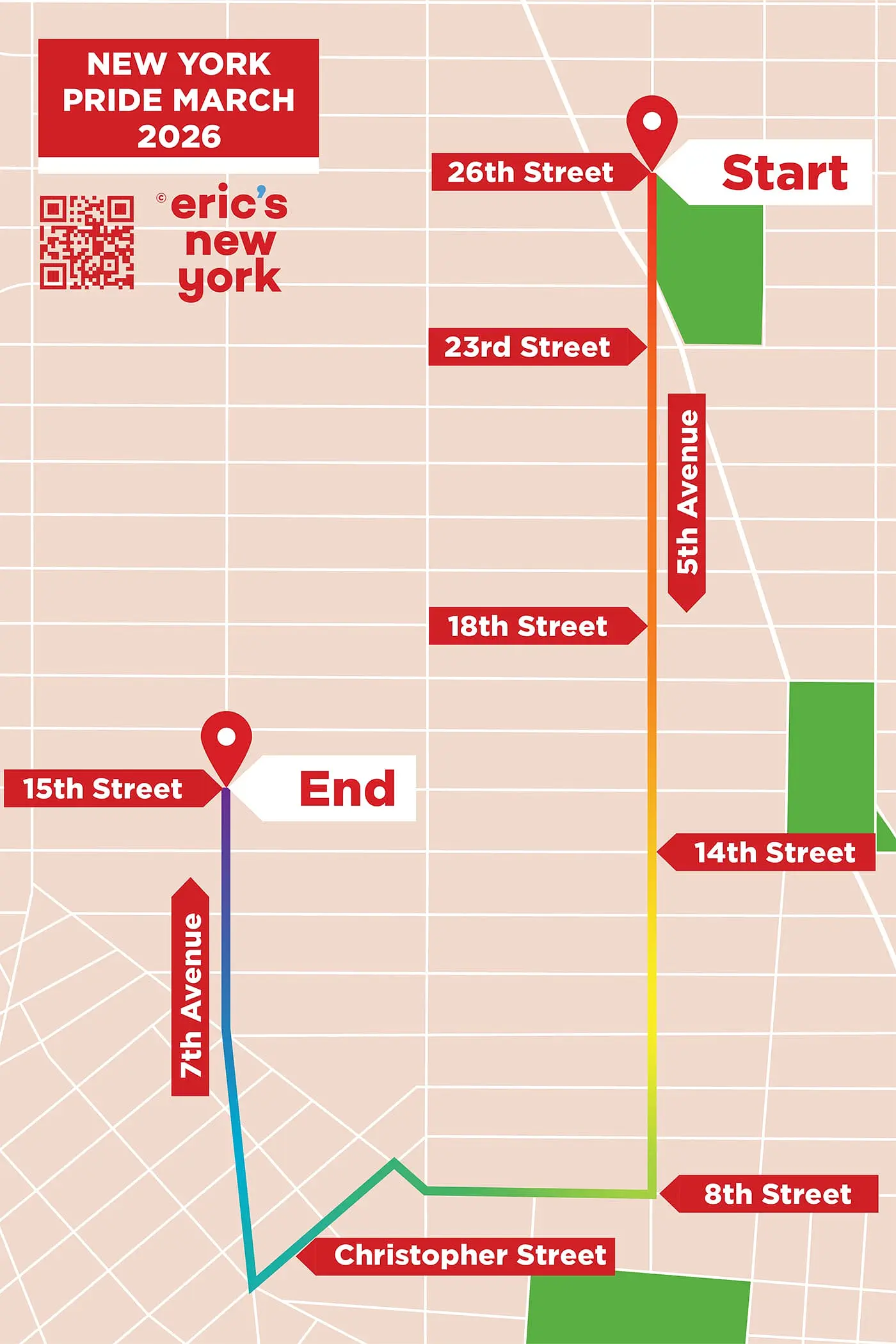 New York Pride March - Map of the Parade March route 2026