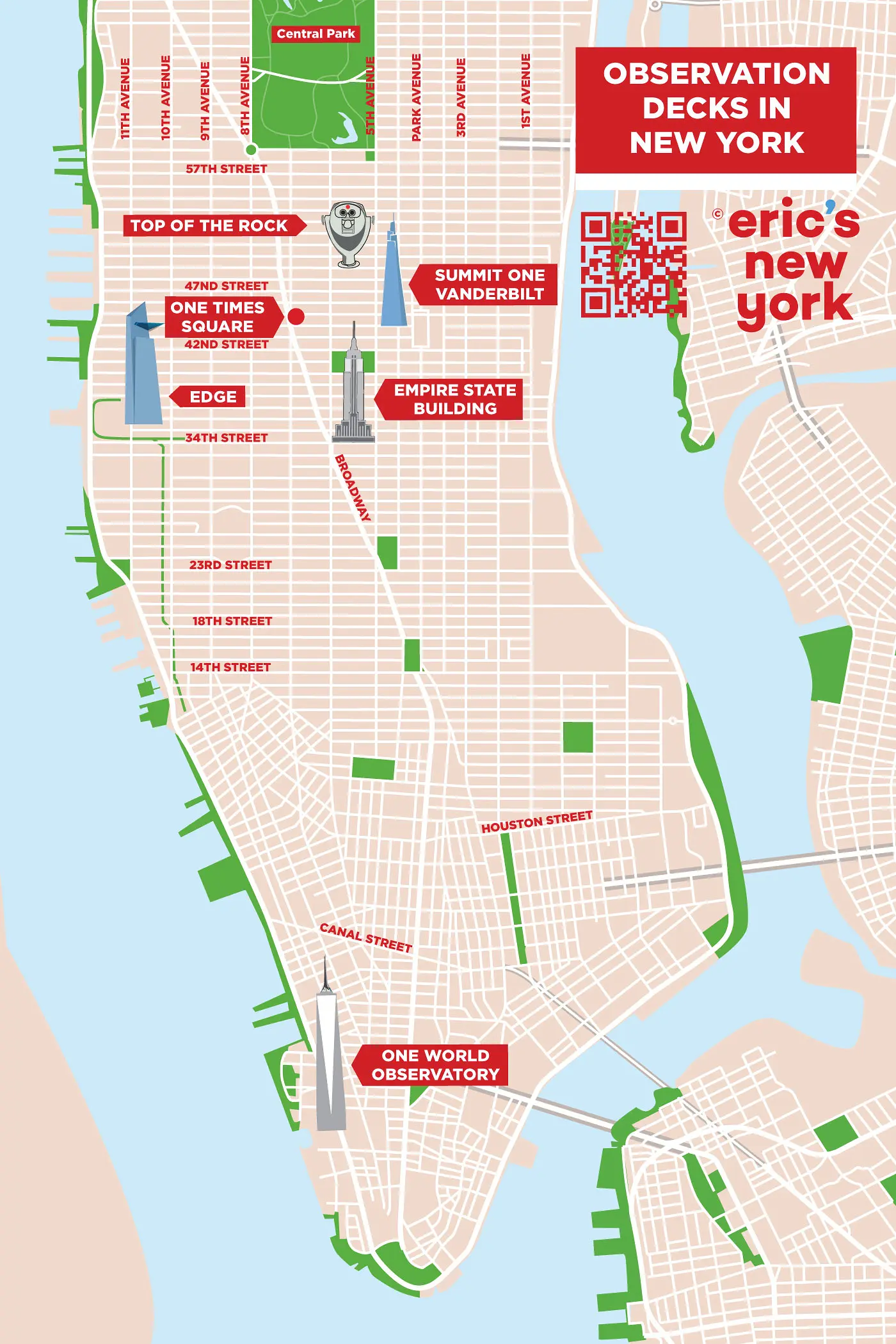 Best Observation Decks in New York Location map