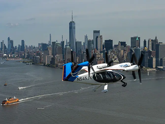 Joby Aviation electric air taxi from JFK to Manhattan